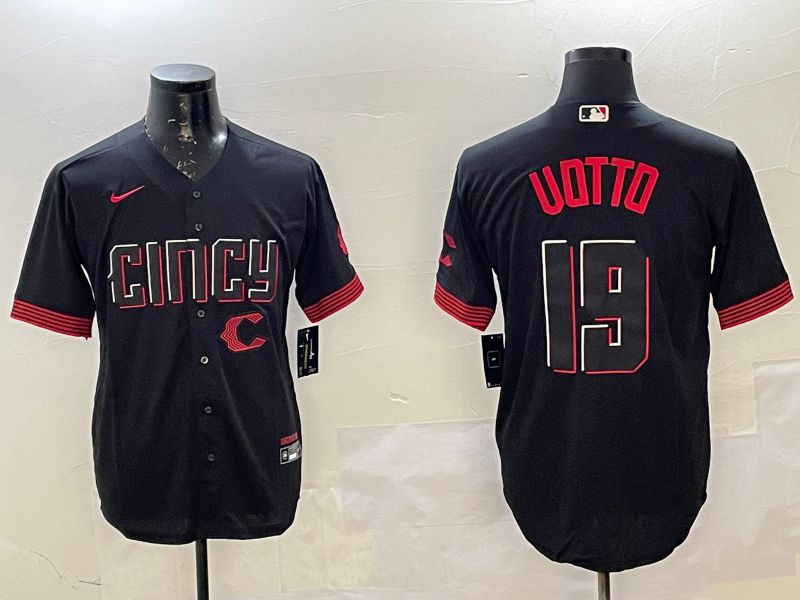Men Cincinnati Reds #19 Uotto Black City Edition Game Nike 2025 MLB Jersey style 7->cincinnati reds->MLB Jersey